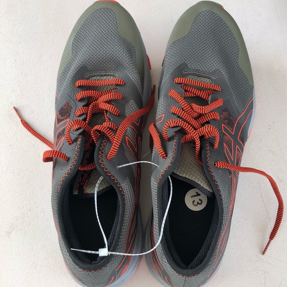 Asics Gray and Red Athletic Shoes